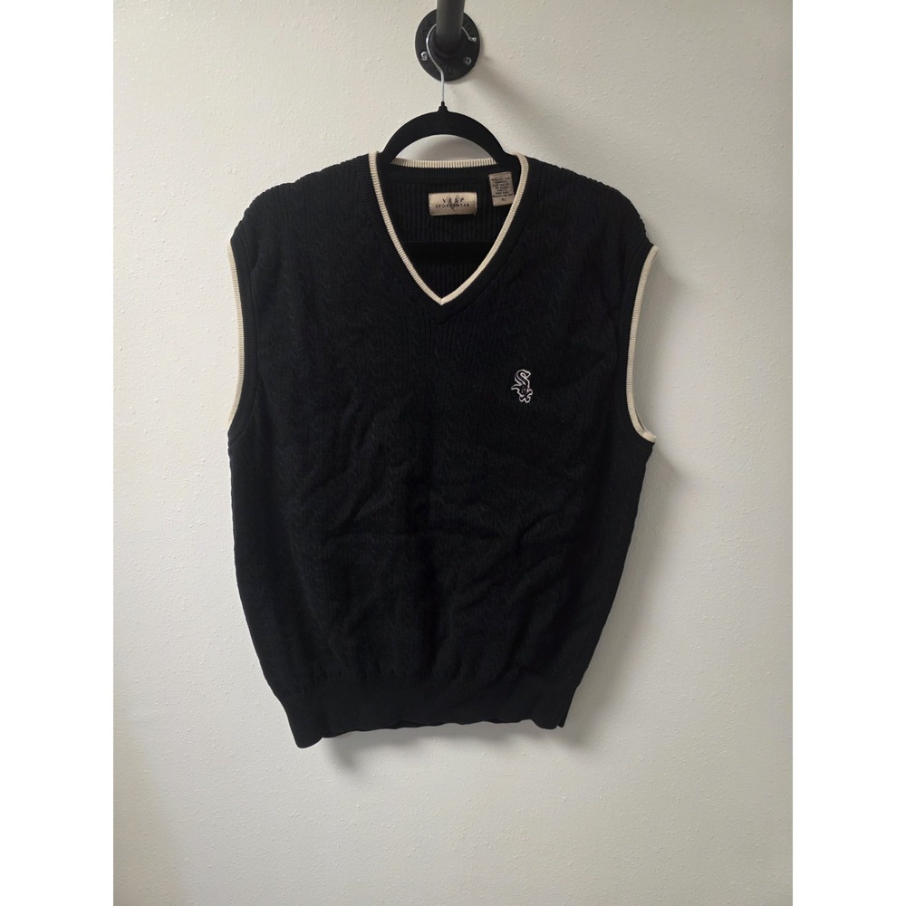Vesi Sportswear - Men's Chicago White Sox Sweater‎ Vest XL Black Cable Knit MLB